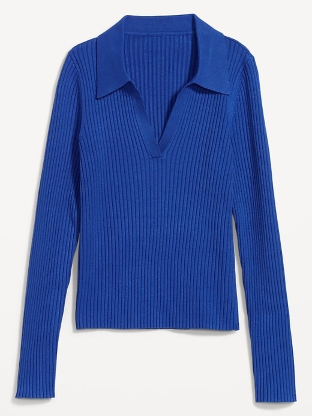 Old Navy Ribbed Collared Knit Top in Bright Blue